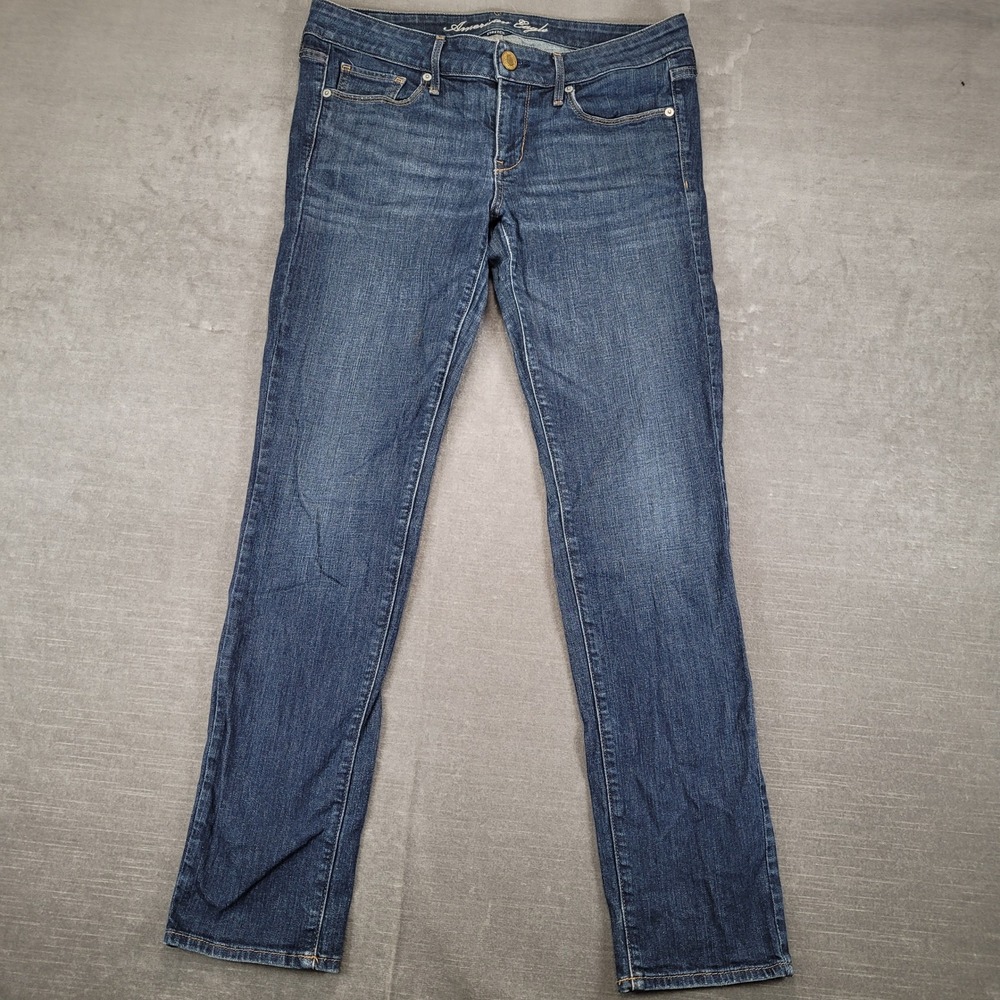 American Eagle Skinny Jeans Womens 10 Short Dark Wash Blue Stretch Denim Pants